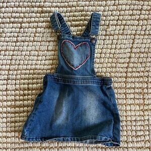 Denim Heart Embroidered Kids Overall Dress - Valentine’s Day!